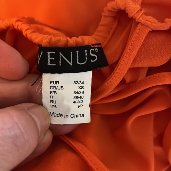Worn once on vacation Venus, extra small xs orange dress gold accent - Picture 4 of 4